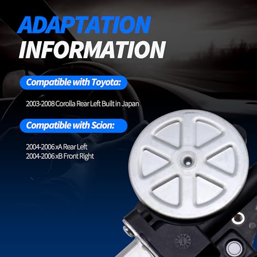 Image of HiSport Front Right Driver Side Power Window Lift Motor Compatible with Toyota Corolla 2003-2008 Compatible with Scion xA xB 2004-2006 Replace 4710010 85710-12310
