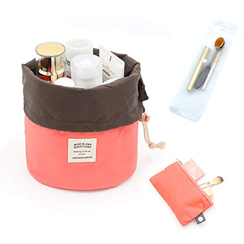 OZZOY Fashion Women Makeup Bag Hanging Toiletries Travel Kit Jewelry Organizer Cosmetic Bag Wth a Mini Bag (Pink)