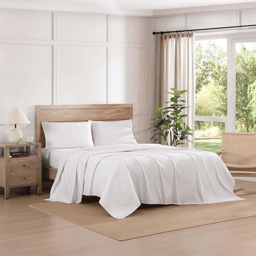 Image of Tommy Hilfiger - Sheet Set, Cotton Percale Bedding with Matching Pillowcase, Crisp & Cool, Premium Quality Home Essentials (New England Plaid Beige, Twin)