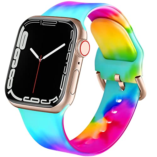 Image of ACESTAR Double Sided Band Compatible with Apple Watch Band 49mm 46mm 45mm 44mm 42mm(Series 3), Silicone Strap for iWatch Ultra 3 /Ultra 2 /Ultra /SE 2 /SE /Series 11 10 9 8 7 6 5 4 3 2 1, Tie Dye E