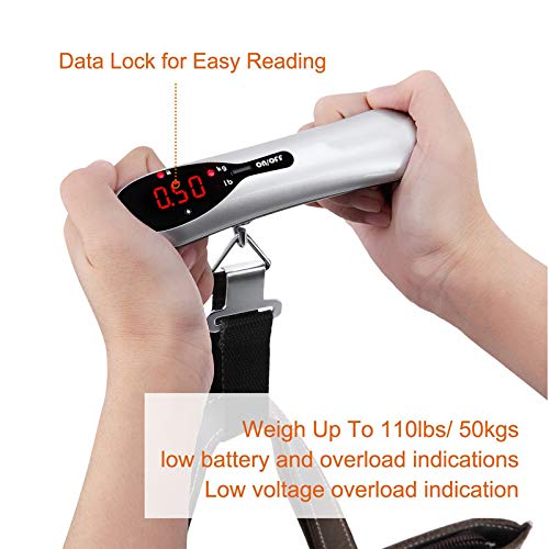 Pocket Key Chain Scales,Hand Held Suitcase Scales 50kg/110lb Pocket Mini Luggage Scale for Travel Fishing Hanging Steelyard Scale (Color : Silver) (Color : Red, Size : -)