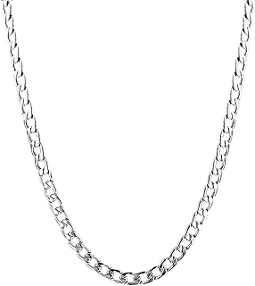 Bling Jewelry Stainless Steel Lobster-Claw Clasp Curb-Chain Necklace for Men - Silver , 2724848027712