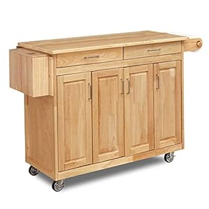 Homestyles General Line Mobile Kitchen Cart, 54″W, Natural