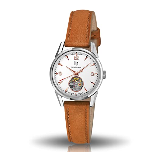 Montre Lip Himalaya 29 automatique cœur battant avec bracelet cuir marron élégant
