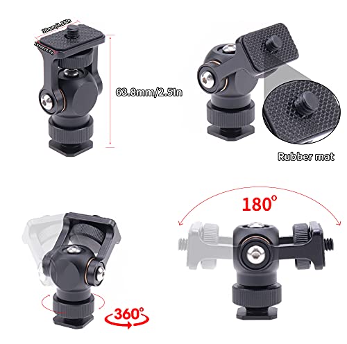 Fotga Aluminum 1/4" Swivel And Tilt Camera Field Monitor Mount Holder With Cold Shoe For 5Inch 7Inch Monitor Max Load 3Kg Black #TOP14