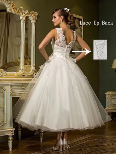 TRHTX Knee Length Short Wedding Dresses for Bride Scoop Neck Chiffon Wedding Bridal Gowns for Women3