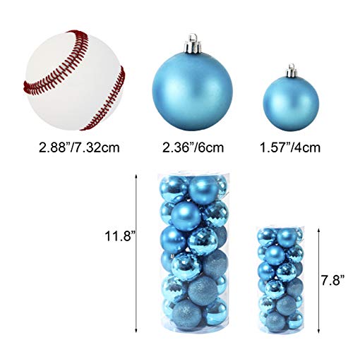 34Ct Small Christmas Ball Ornaments Shatterproof Christmas Hanging Tree Decorative Balls For Party Holiday Wedding Decor Blue, 1.57",40Mm #TOP3