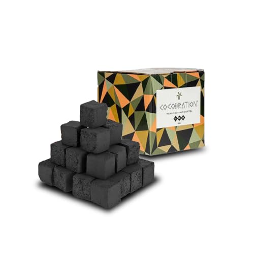 Carbón Natural Cocobration 26mm - 1kg | Carbón para Cachimba, Shisha y Hookah, Cáscaras de Coco, Biodegradable, Combustión Larga y Uniforme