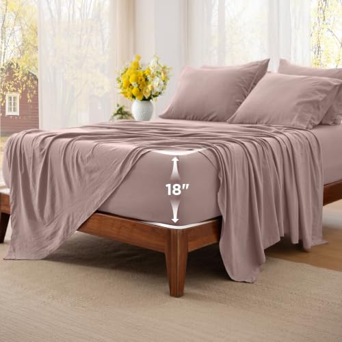 Bedsure Deep Pocket Queen Sheets, 6 Piece, Prewashed Ultra-Soft, 18-inch