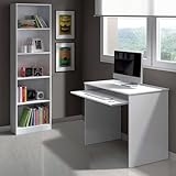 Per cameretta Dmora Composizione Camera da Letto Coram 90x54x79h cm Bianco Reversibile per Cameretta, Misure Elementi Scrivania: 90x54h79, Libreria: 52x25h180 cm