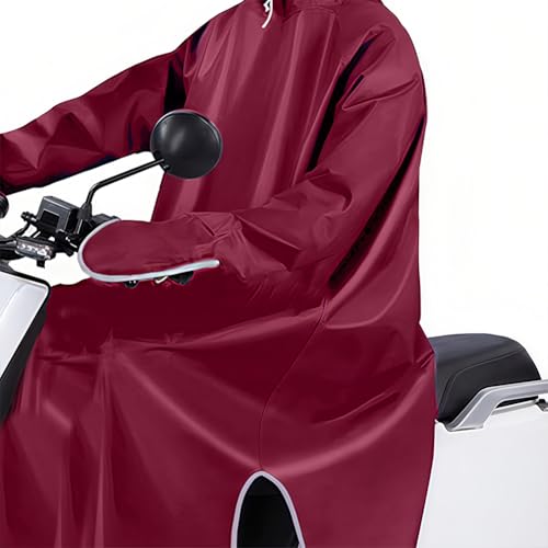 Msiud Regenponcho mit Kapuze, Regen Poncho Wiederverwendbar Regenkleidung Unisex Wander Regencape Cycling Frauen Regenmantel Regenschutz für Elektromobil Mobilität Outdoor Camping (Dunkelrot)