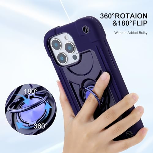 Image of MARKILL Compatible with iPhone Case with Ring Stand, Military Grade Drop Protection Full Body Rugged Heavy Duty Protective Durable Cover iPhone. (Deep Purple, iPhone 16 Pro 6.3 inch)