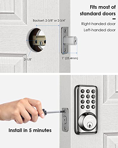 Keyless Entry Door Lock - Teeho Electronic Keypad Deadbolt With Keypads - Keyed Entry - Anti-Peeping Password - Easy Installation #TOP2