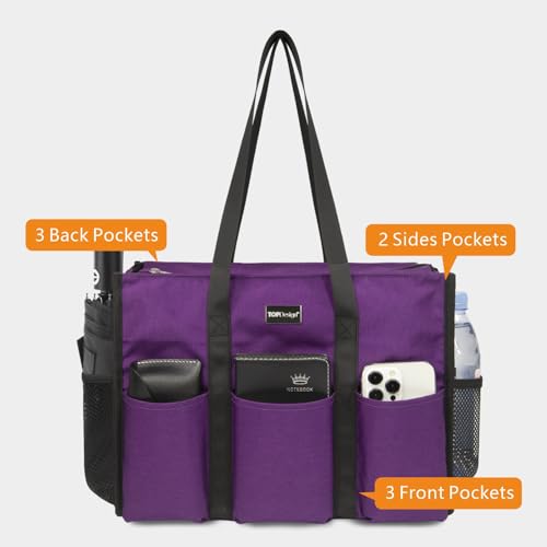 Image of TOPDesign Utility Water Resistant Tote Bag with 13 Pockets, Top Zipper Closure & Thick Bottom Support, for Working Women