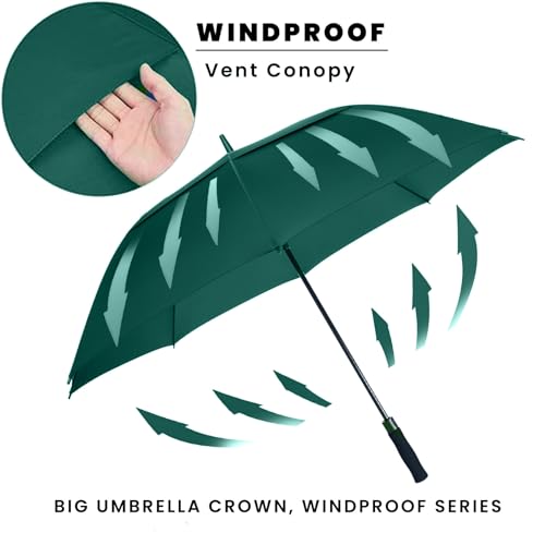 Image of Golf Umbrella Large 62 /68 /72 Inch, Extra Large Oversize Double Canopy Vented Windproof Waterproof Umbrella, Automatic Open Golf Umbrella for Men and Women and Family