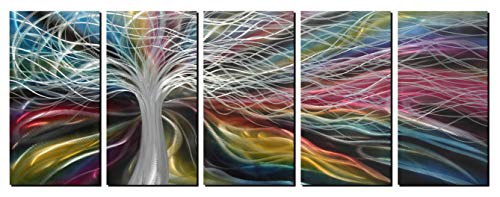 Unique Metal Wall Art with Colorful Fantastic Tree Design, Abstract