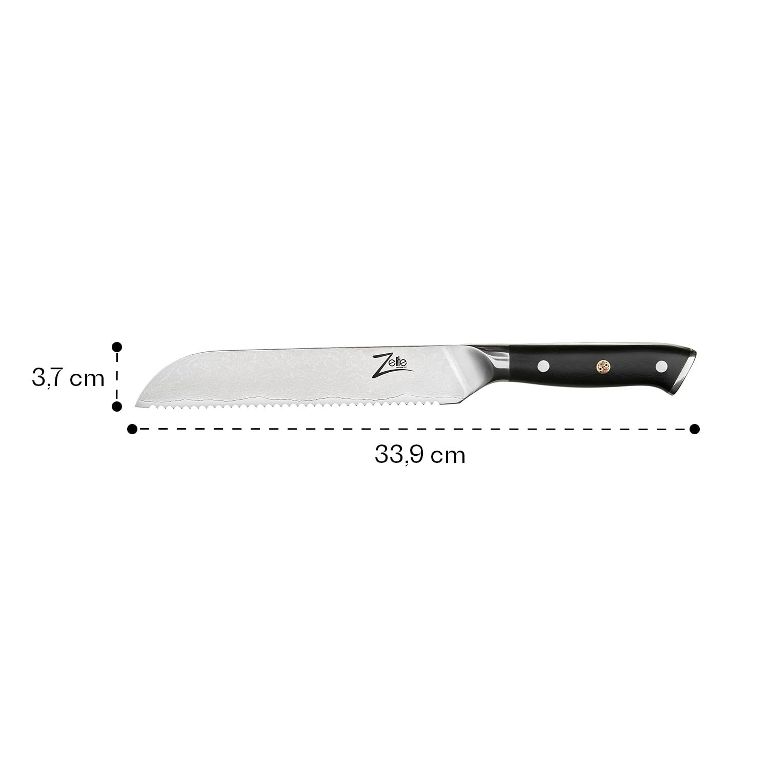 Zelite® Brotmesser, 20,3 cm Damastmesser, Scharfes Küchenmesser, Japanisches Messer für Zuhause & Gastro, Profi-Messer Scharf, Damast Kochmesser für Küche, Damaszener Messer mit Nahtloser Verarbeitung