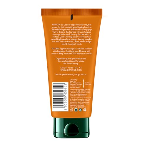 Biotique Papaya Tan Removal Brightening & Revitalizing Face Scrub 150g - Image 3 thumbnail
