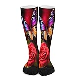 GHBNK Crew Athletic Socks Butterfly And Rose Soft...
