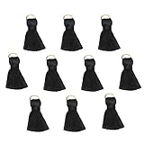 Tassels for Jewelry Making, Crafts, Decor, DIY - Mini 1 inch - White, Black, Navy Blue, Pink, Red, Green, Purple - for Earrings, Necklace, Bracelet, Mala, Pillows, Zipper - 10 pcs Pack (Black)