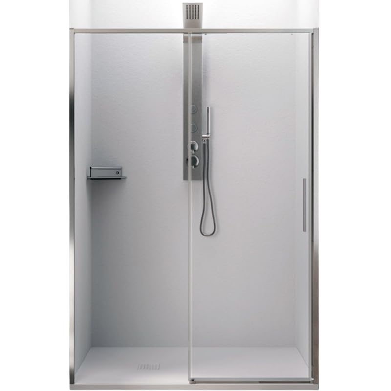 Impalli - Cabina de ducha de 200 cm de altura, extensible de 97 a 100 cm, con puerta corredera, cierre magnético, cristal templado de 6 mm, transparente, doble clip de liberación (cromo brillante 100)