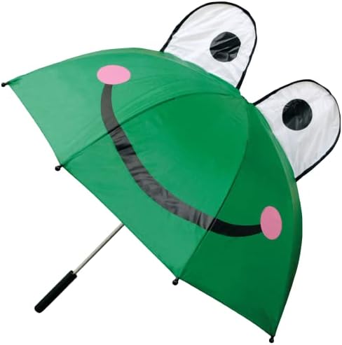 The Weather Station Children's Rain Umbrella, Manual Metal Folding Pop Up Mini Umbrella, Windproof, Lightweight, and Packable for Travel, Full 32 Inch Arc, Frog (AEU-FROG)