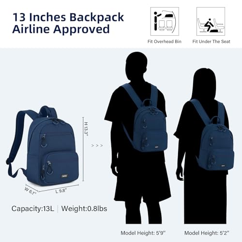 Image of HanTrip Carry On Travel Backpack For Men Women, 13 Inch Small Mini Work Bag Personal Item Backpacks, Camping Back Pack Lightweight Hiking Daypack For Office Nurse Commuter (Navy Blue)