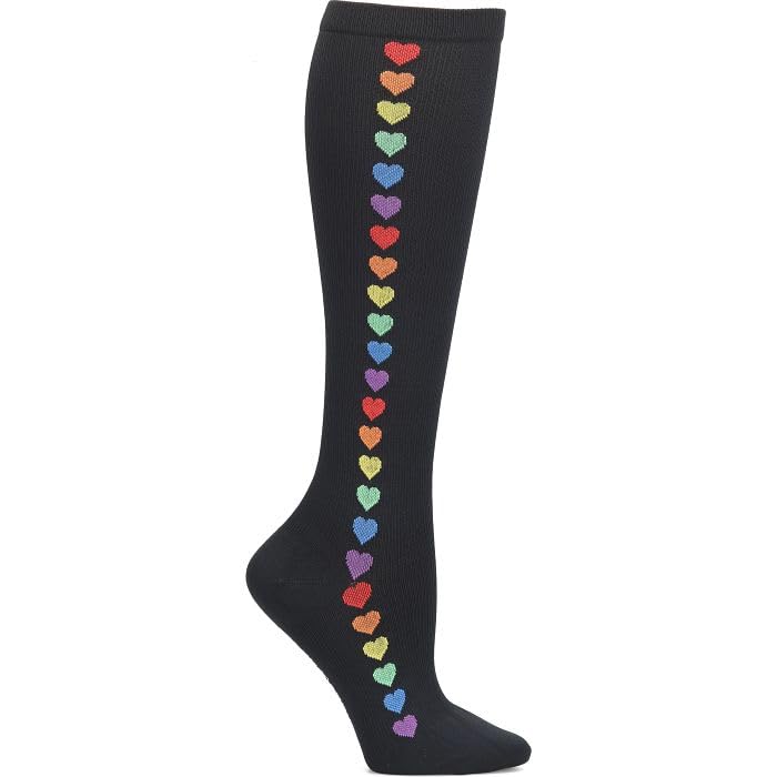 Nurse Mates Rainbow Hearts Compression Socks