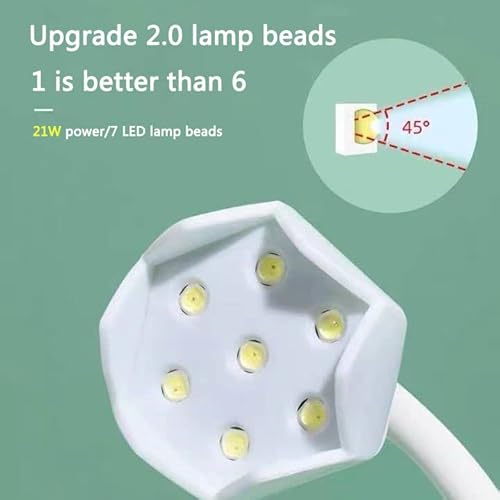 Bovmics Lâmpada de cura de unhas LED UV sem frio, recarregável de 21 W, luz UV sem mãos, secador de