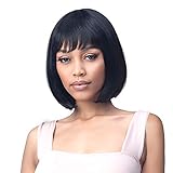 Bobbi Boss 100% Unprocessed Human Hair Wig Bob style with Bang MediFresh safe & Clean Cap (Natural...