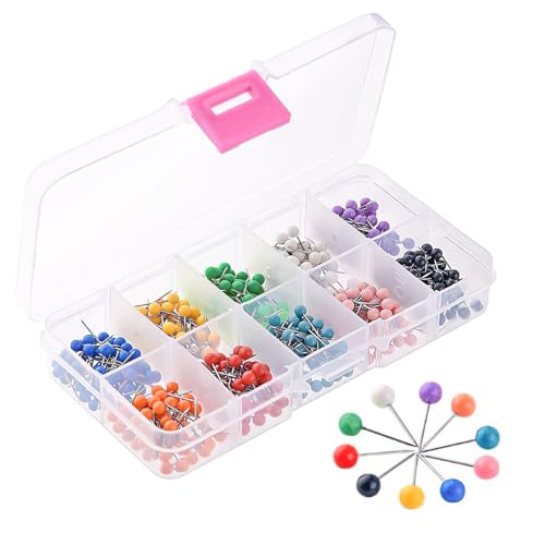 Image of 500 Pcs Map Push Pins, 1/8 Inch Colors Plasticn, Round Head Push Pin Board Pins, Steel Points for World Map, Cork Board, Fabric Marking, Decorative, Fabric Marking