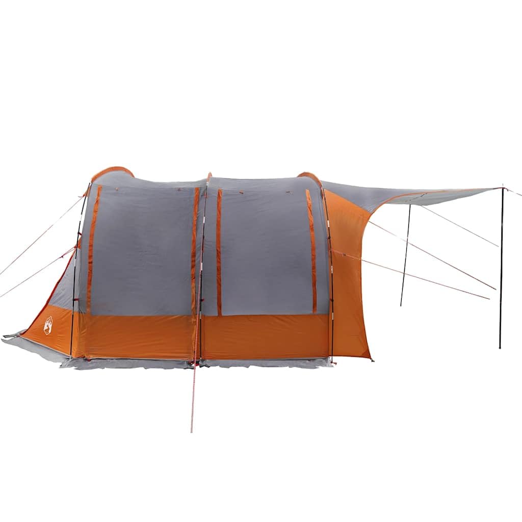 Tienda de campaña gris y naranja, impermeable, con revestimiento de poliuretano, para camping y festivales, fácil de instalar, resistente al viento, duradera y portátil
