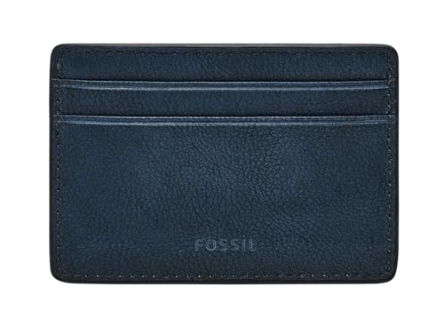 Fossil Steven Card Case Vintage Indigo : porte-carte bleu indigo en cuir véritable pour homme