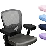 SPRING SEAON Office Chair Arm Covers Soft Memory Foam Arm Rest Pads Short Plush Gaming Chair Armrest Cushion Provide Cushioning for Elbows and Forearms 2 Pack Chair Covers for Arms Black