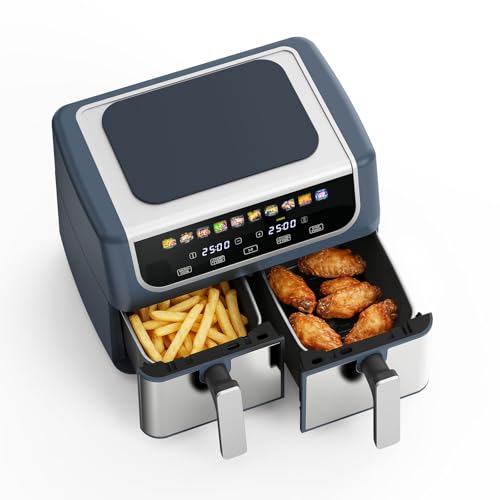 KMFurnila 2 Baskets Air Fryer 9.5 QT, 10 in 1 Dual...