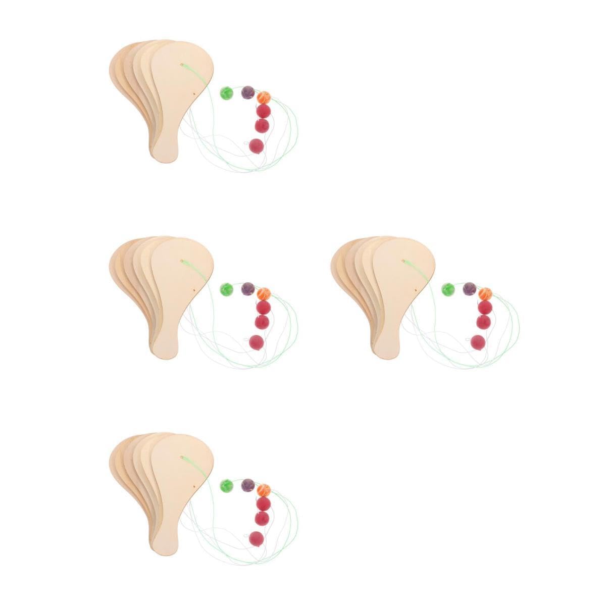 ifundom Juego de Pádel para 6 Piezas Balones de Paleta de Madera sin Pintar para DIY Pintura Creativa Material Natural para Manualidades y Actividades Infantiles en Interiores y