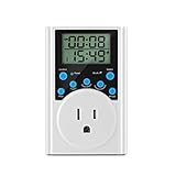 Timer Outlet Wall Plug Sunsbell Programmable Plug-in Digital Timer Switch Circulation/Countdown for Humidifier Fish Tank Heater Home Lights US 3-Prong Plug AC 125V CE, FC, MSDS Certified - White