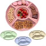 Juego de platos de frutas de 4 piezas, plato de servir dividido de 5 compartimentos, plato de caramelos, bandeja de postre para aperitivos, frutas secas, nueces, fiesta, hogar, comedor