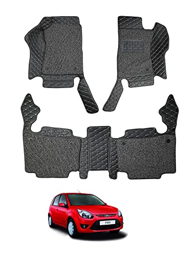 Image of Auto Hub Premium 7D car mat Figo, Luxury Double-Stich 7d Car Floor Mat Complete Set, 100% Waterproof and Washable, Color : Black