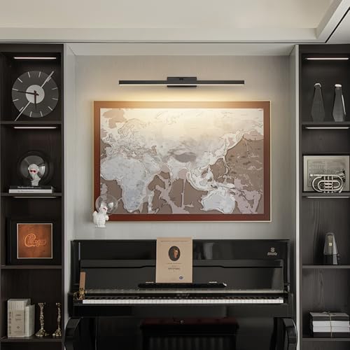 Image of Joosenhouse Battery Operated Picture Light, Wireless Gallery Light with Remote Control and Timer Off, 10000mAh Rechargeable Painting Art Light, 23.23 Inch Dimmable Black Wall Sconce