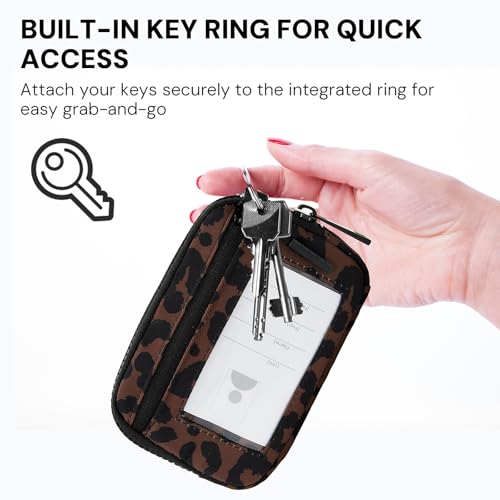 Image of Wristlet Wallet for Women with Clear ID Window, Zip Coin Purse and Keychain | 3 Card Slots, Exterior Zip Pocket, Inner Mesh Pouch, Lipstick Holder, Detachable Wrist Strap, Lightweight Nylon