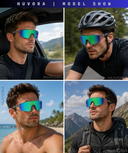 Image of MAXO POLARIZED Sports Sunglasses for Cricket Cycling Riding Biking Night Driving - Lightweight UV400 Protected Anti Glare Branded Goggles for Men - Stylish Mirrored Performance Shades