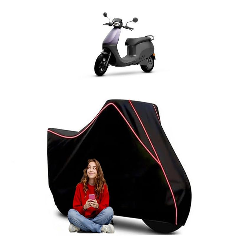 Image of S1 Air Electric Scooty Bike Cover Water Resistant Outdoor Use Universal Fit Scooters Motorcycles Heavy Duty UV Protection Dust Rain Scratch Resistant Elastic Bottom Black Blue Piping