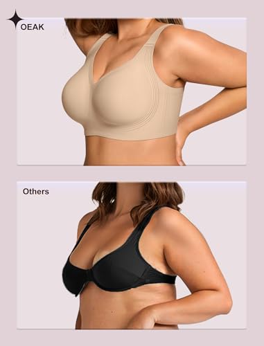 Image of OEAK Womens Wireless Jelly Bras Plus Size Support Push Up Comfortable Bra | no underwire,full coverage,for large breast,minimizer bra,seamless,tshirt bras,everyday bra