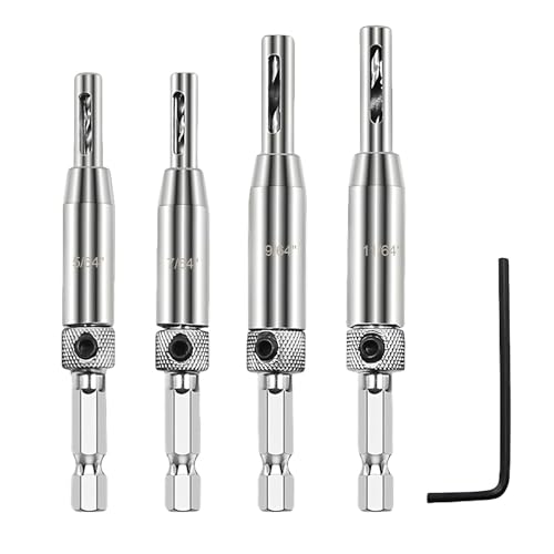 Hinge Self-Centring Drill Bit Set, 4 PCS