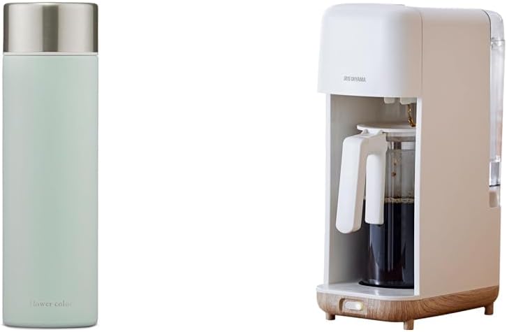 Iris Ohyama Screw Mug Bottle, 16.9 fl oz (500 ml), Eucalyptus x Drip Type Coffee Maker, Ivory