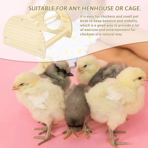 Image of Chicken Perch with Mirror, Strong Pine Wooden Chick Perch Toys for Coop and Brooder for Birds, Baby Chicks, Hens
