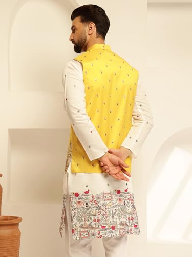 Image of SOJANYA (Since 1958 Men's Silk Blend Exquisite Daman Embroidered Nehru Jacket