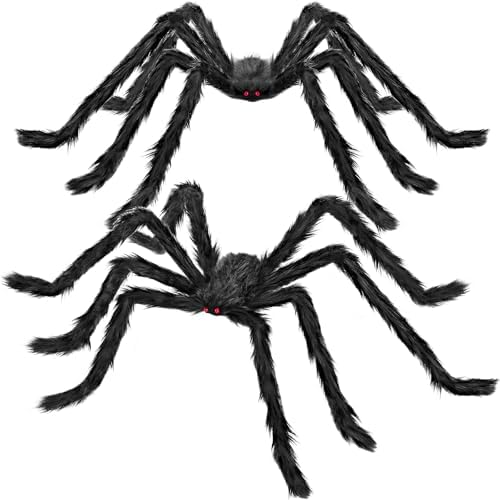 Halloween Decorations Outdoor, 2PCS 59" Scary Giant Spiders, Party Decor.