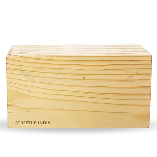 Image of Streetup India Wooden Yoga Block With Eco-Freindly Pine Wood| Non-Slip Workout Block|Extra Large 9X5X3 Inches (Set of 1)